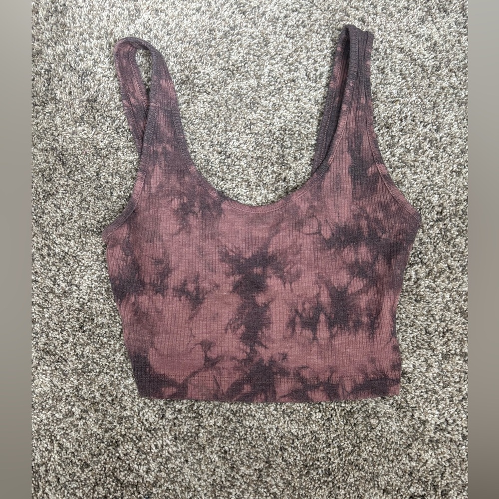 American Eagle Outfitters Tie-Dye Crop Top - Black and Brown